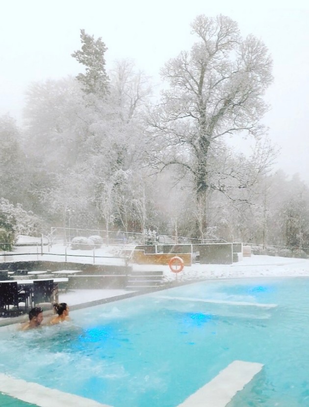 Shrigley Hall's infinity pool in the snow