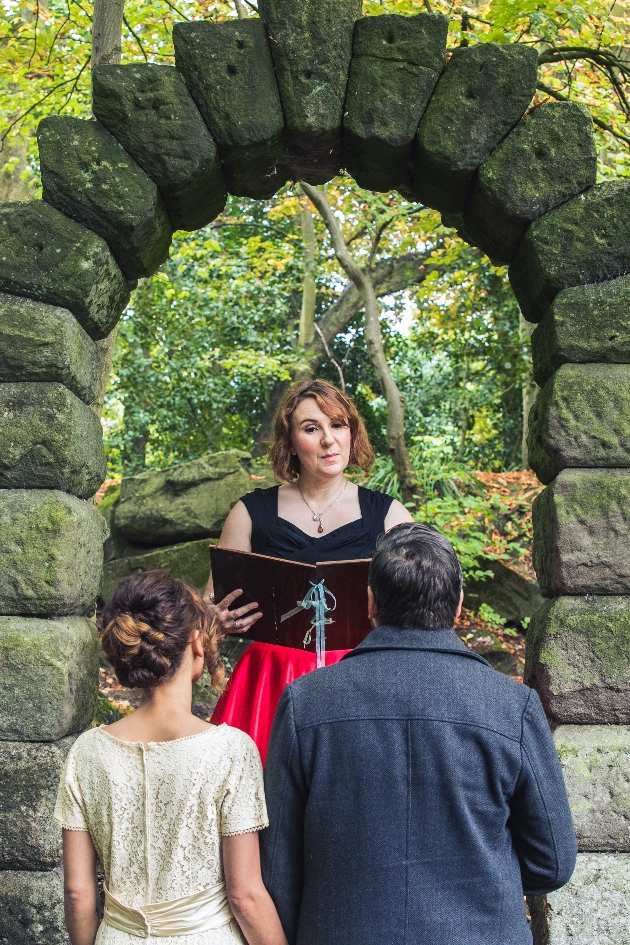 Sarah Nelson conducting a wedding ceremony 