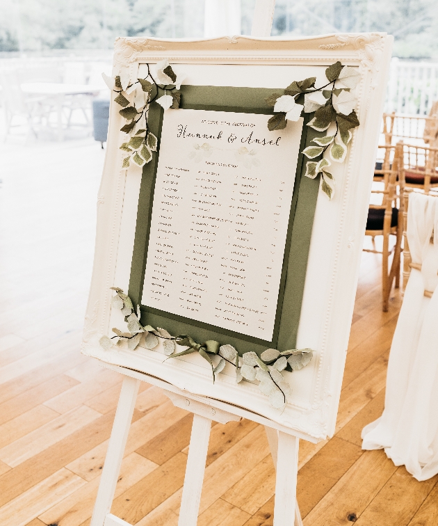 Table plan in olive green by Paper by Dragonfly