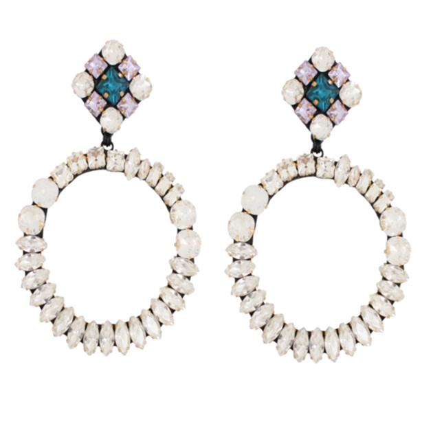 diamante circle earrings