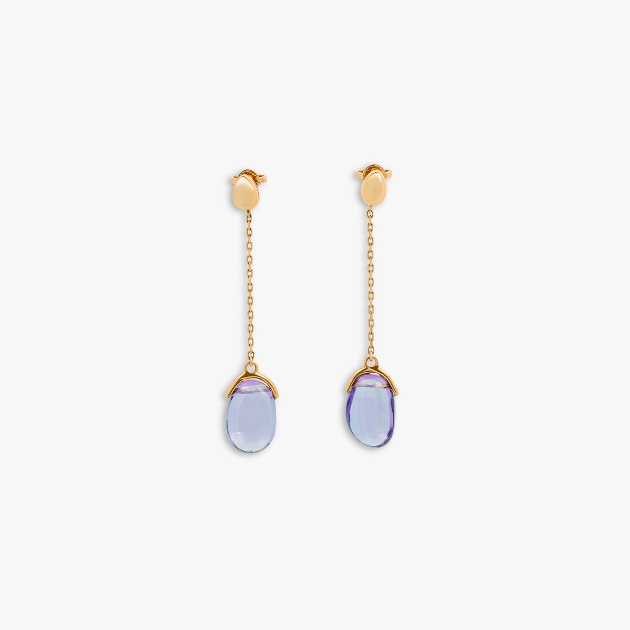 gold and purple gem drop earrings