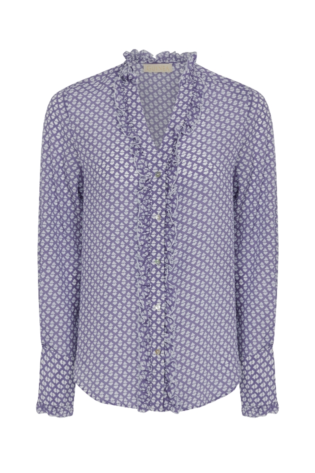 blue heart silky blouse