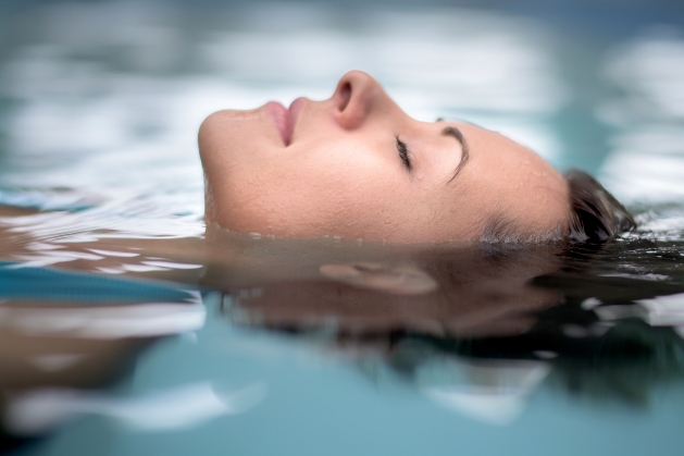 woman lying in water