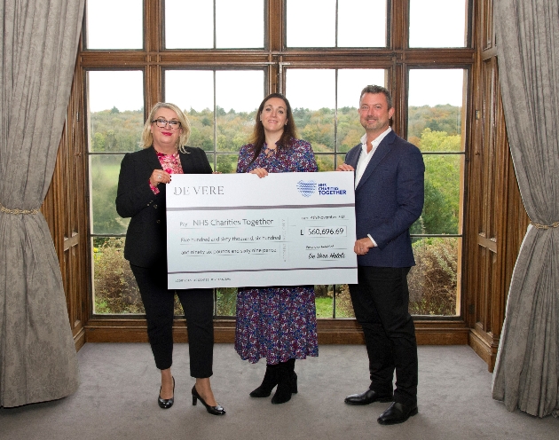 Laurie Nicol (De Vere Chief Operating Officer), Ellie Orton OBE (NHS Charities Together Chief Executive) and James Burrell (De Vere Chief Financial Officer)