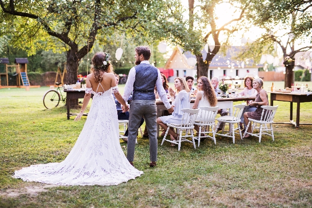 Wedding party in garden