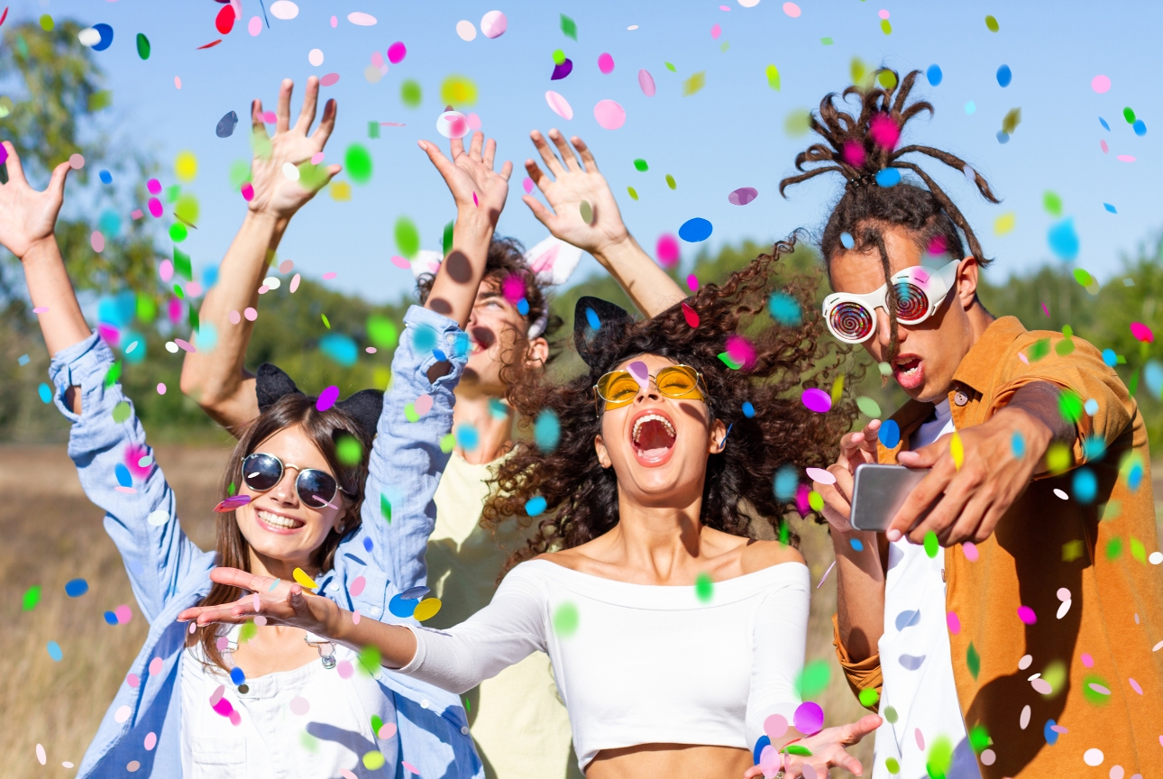 group of people partying outside