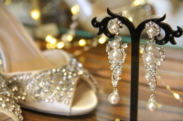 Wedding shoes and earrings