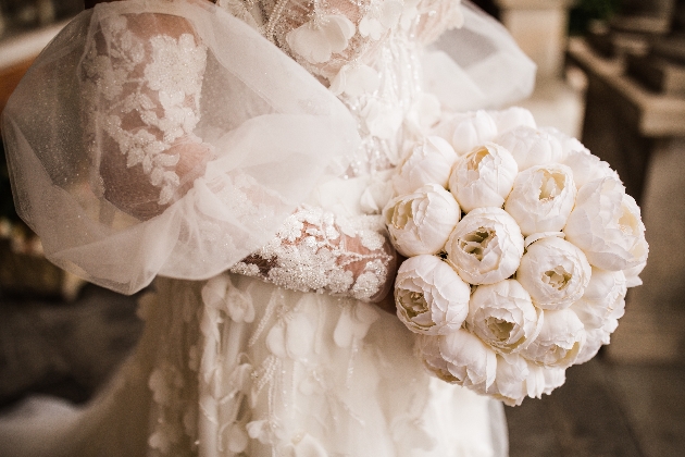 Faux peony bridal bouquet