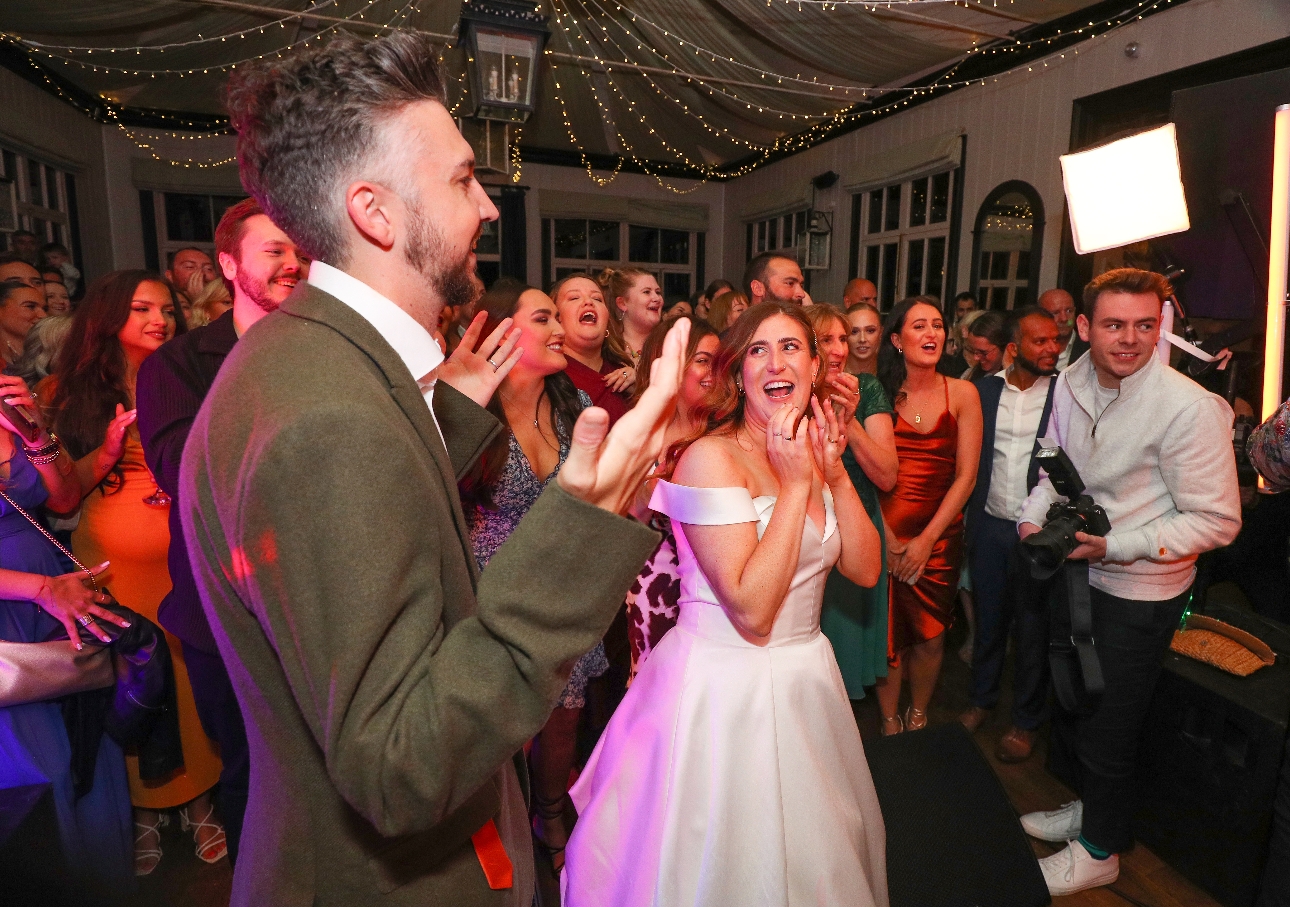 bride and groom on their wedding day dancing