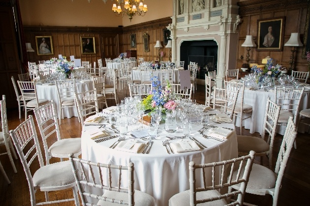 Wedding breakfast set up at Arley Hall and Gardens