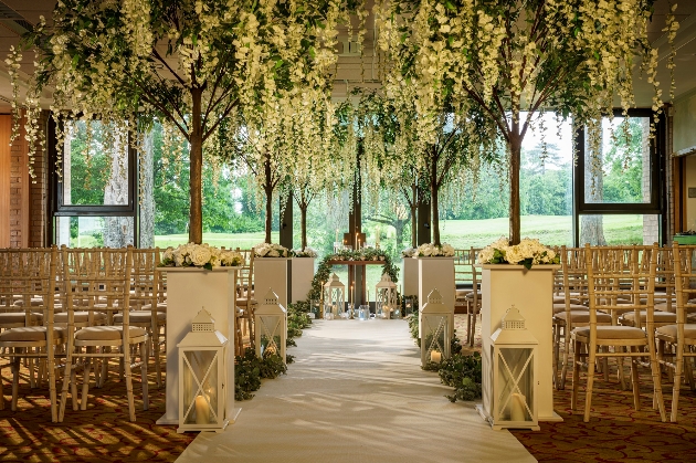 Portal Golf & Spa Resort indoor ceremony area dressed for a wedding