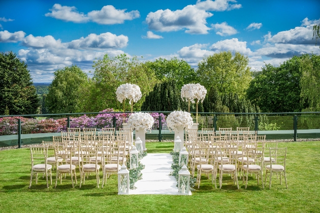 Portal Golf & Spa Resort outdoor ceremony area dressed for a wedding