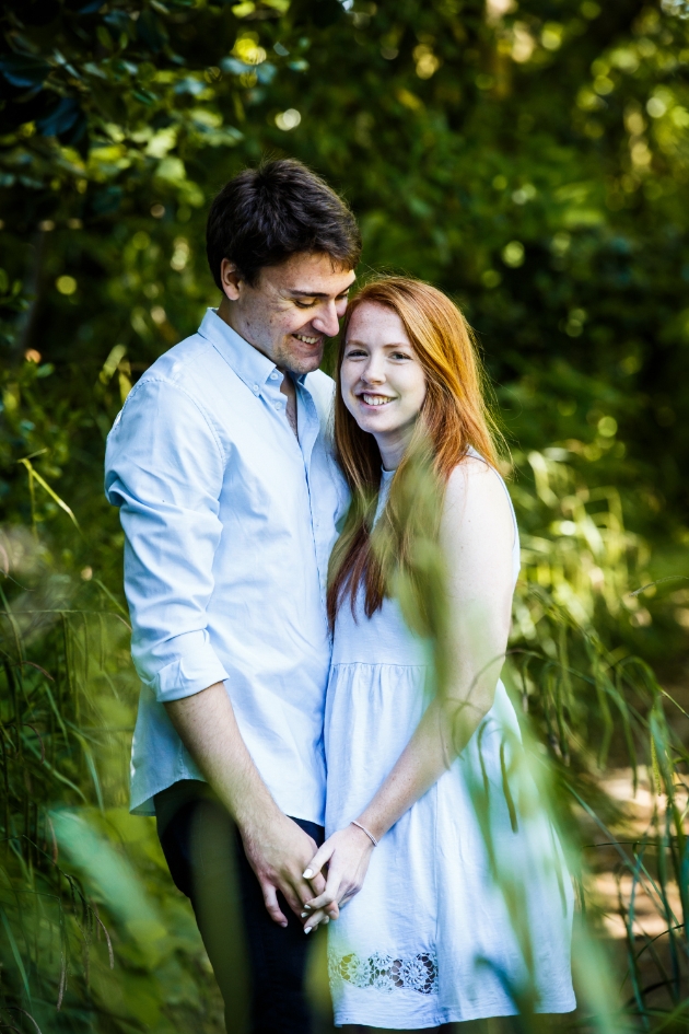 Engagement shoot couple in the woods