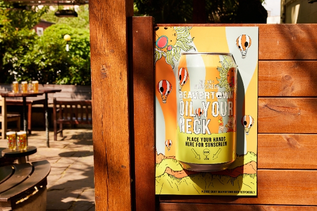 Oil Your Neck sunscreen dispenser at Beavertown's flagship Tank Room in Liverpool