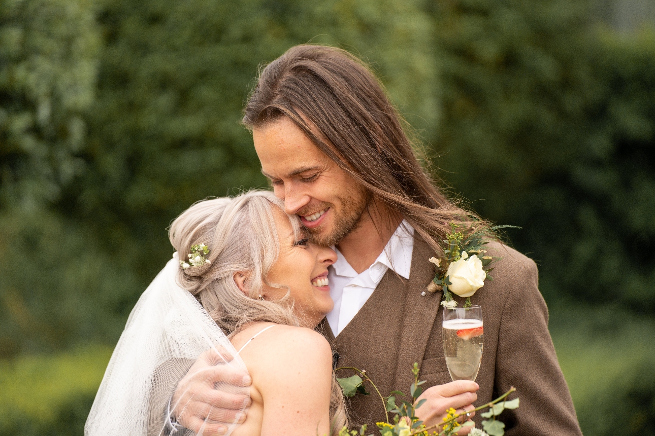 Bride and groom outdoor wedding