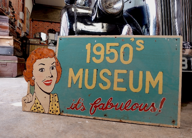 Welcome sign at The 1950s Museum at Denbigh. 