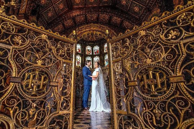 Bride and groom in the chapel at Crewe Hall Hotel & Spa