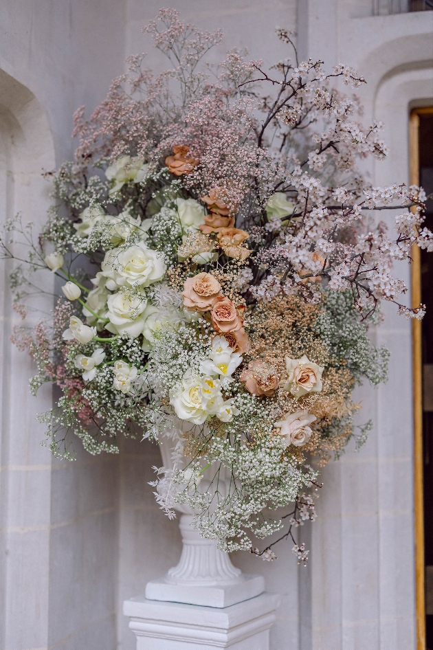 large floral pedestal display