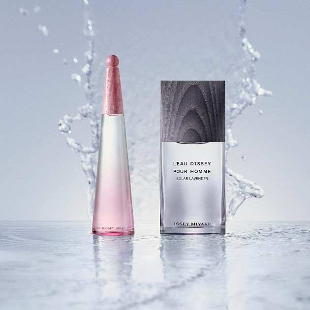 Issey Miyake pink bottle and grey bottle