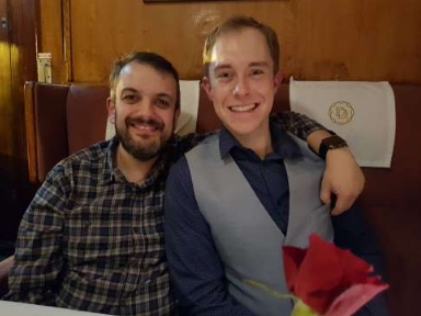 Ben and Lorenzo on board their wedding venue