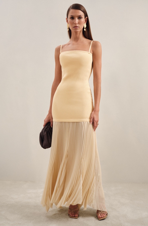 Butter yellow pleated dress from NEXT