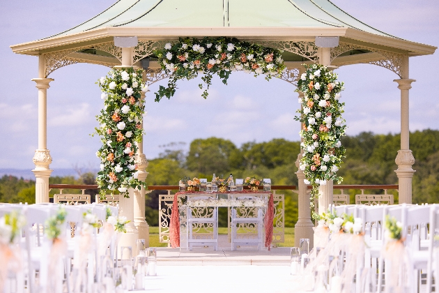 gazebo wedding ceremony set up at at Carden Park