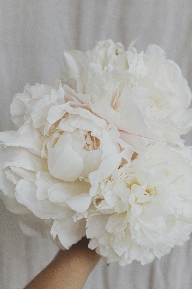 single blooms variety bouquet white peonies