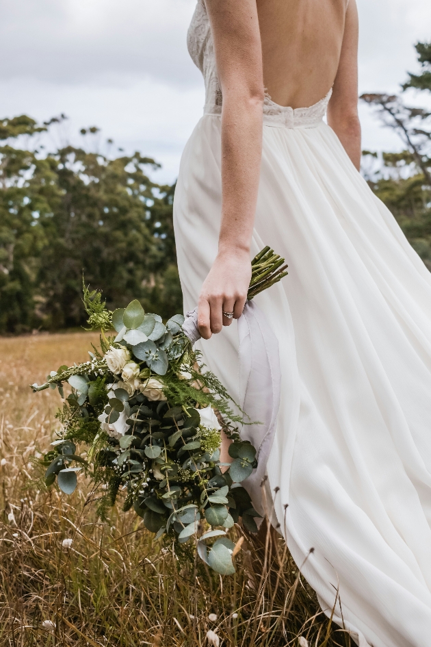 BOUQET WITH LOTS OF TRAILING EUCALYPTUS