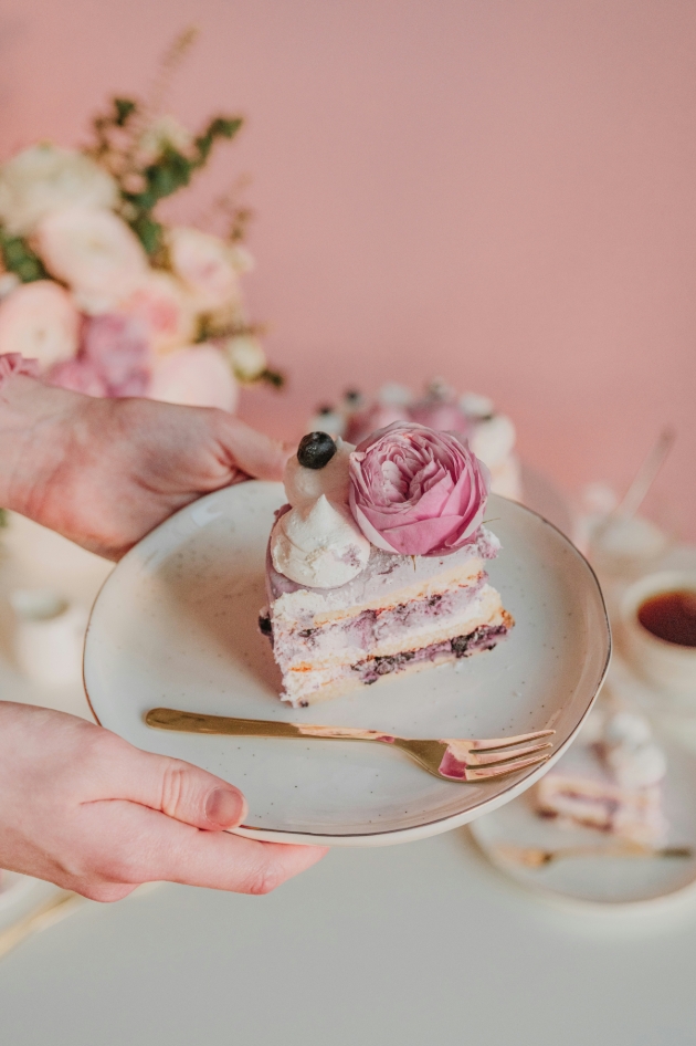 slice of pink cake