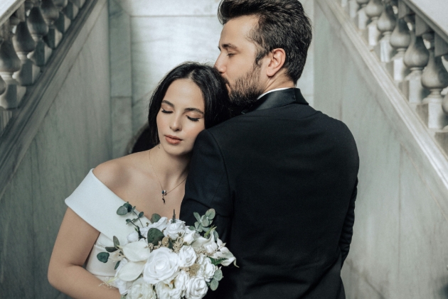 bride and groom in a quirky intimate wedding venue