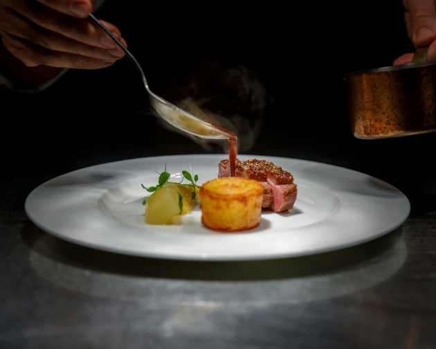 fine dining meal being prepared
