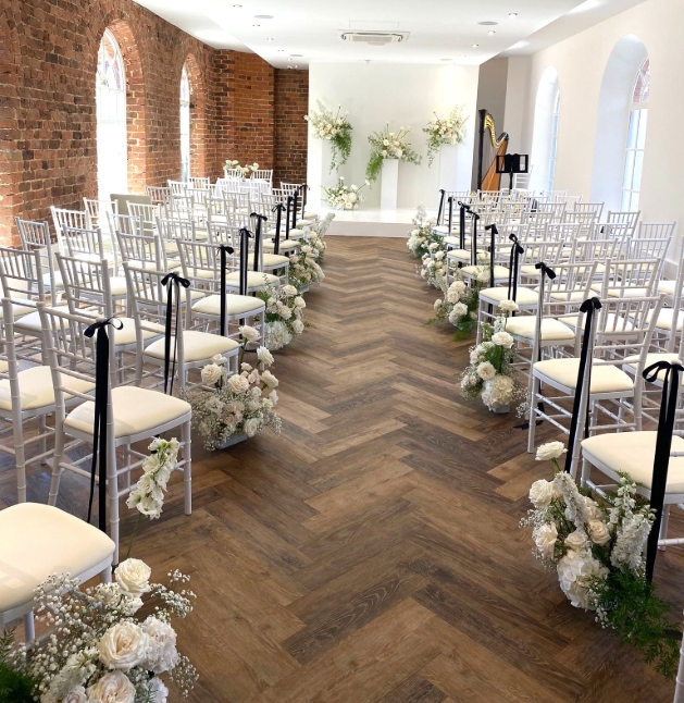 The Clubroom at Hope Street Hotel wedding ceremony setup