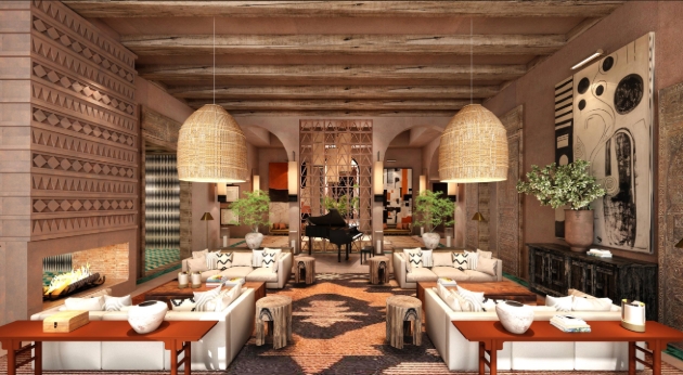 Dining room Interior of new hotel near Marrakech