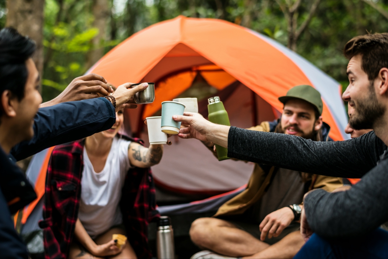 group of friends camping