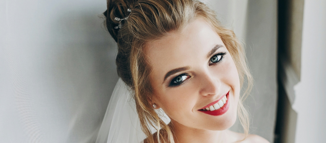 smiling bride with white teeth